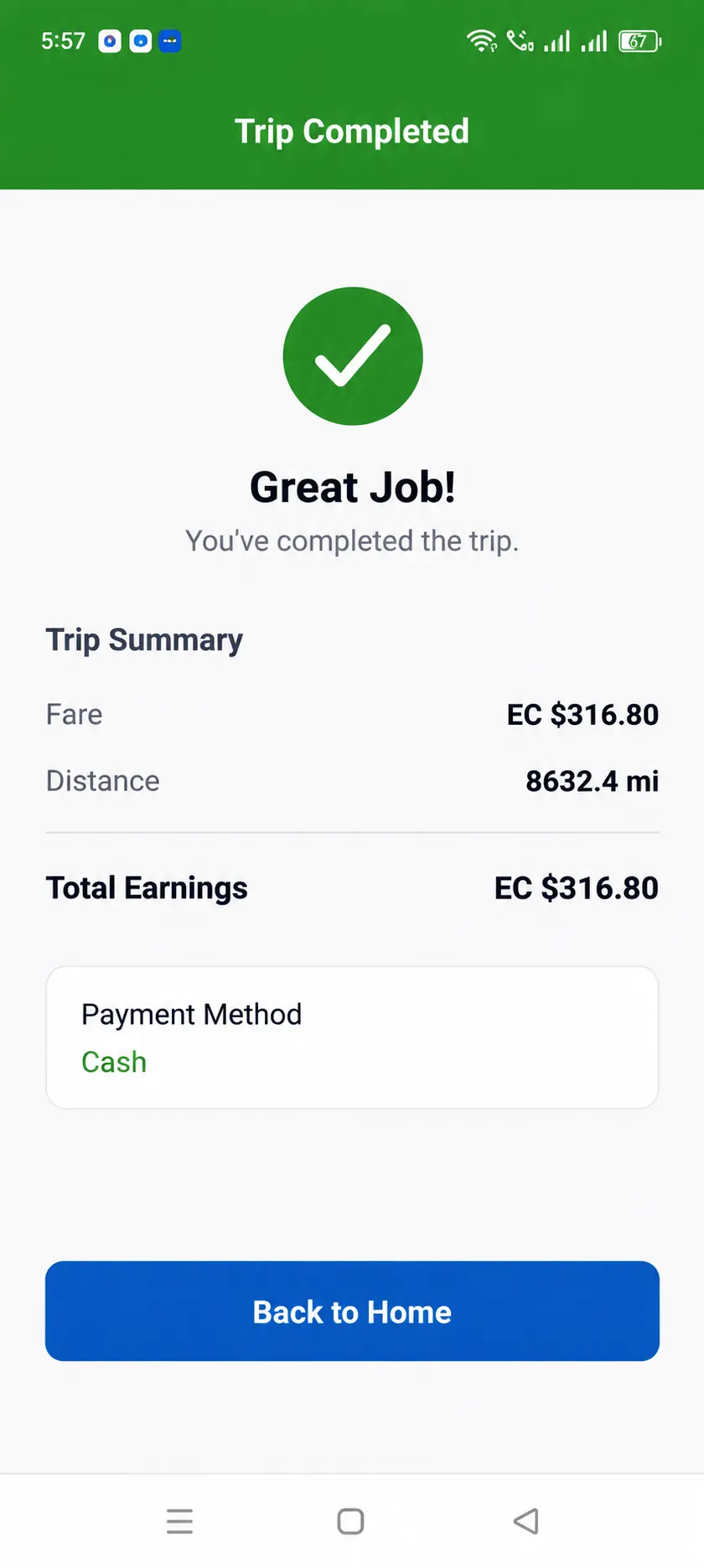 Island Ride Trip Completion Rating