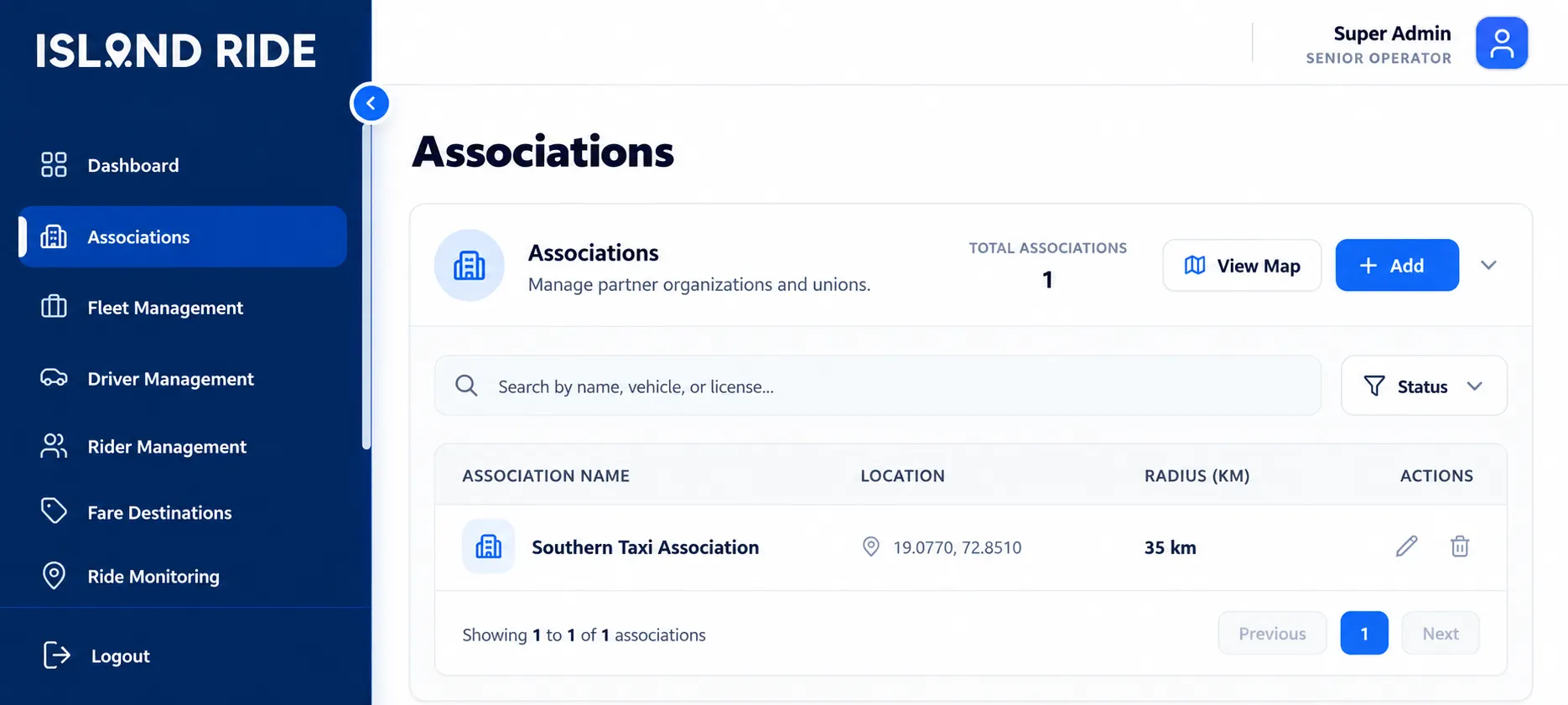 Island Ride Associations Management