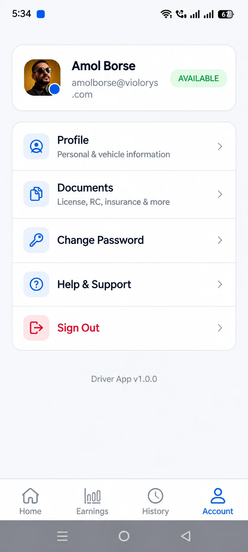 Island Ride Driver Account